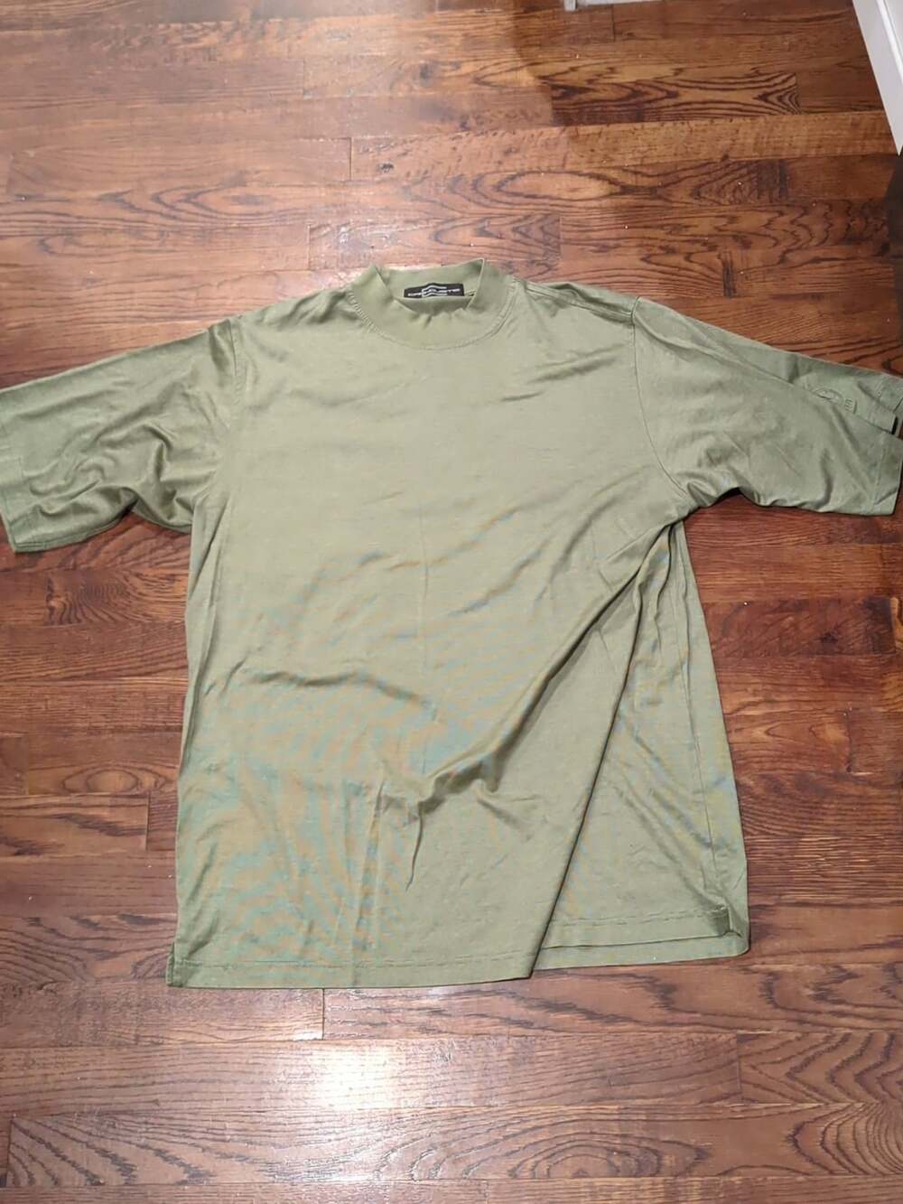 Carnoustie Mock Neck Short Sleeve Shirt Size M Green 100% Cotton